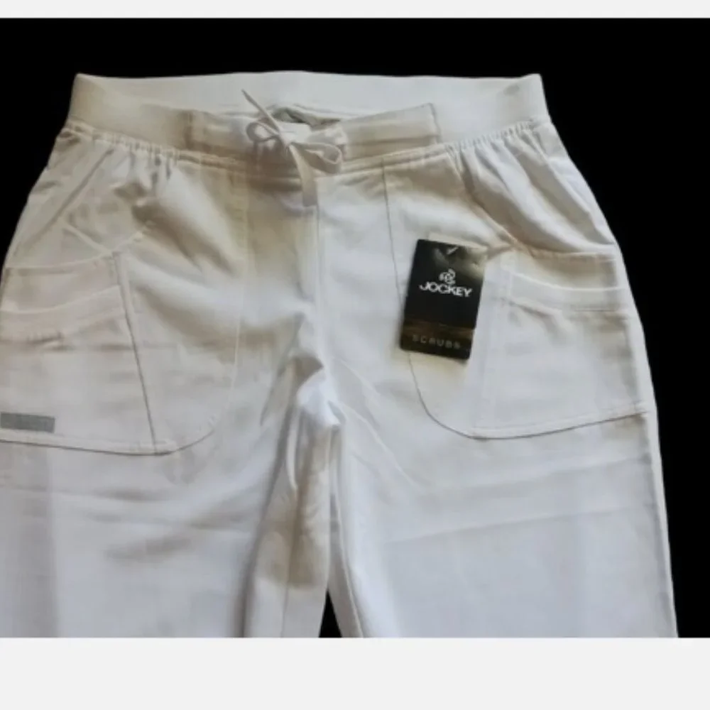 Jockey Scrub Pants XS Rib Trim Combo Comfortable Fit Women 2255 - 011 White - Picture 3 of 10